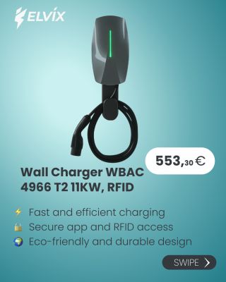 Charge your EV faster and smarter with the Elvix WBAC-T2 Wallbox! ⚡ With 11KW power, a 5m cable, and convenient RFID & app...